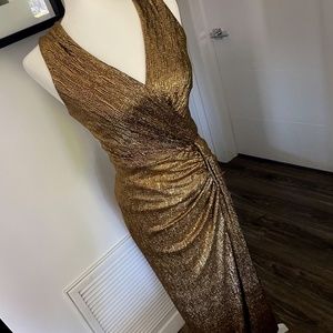 CACHE GOLD HALTER GOWN NWT Size 6